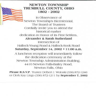 Sutherland Plaque Ceremony Invitation