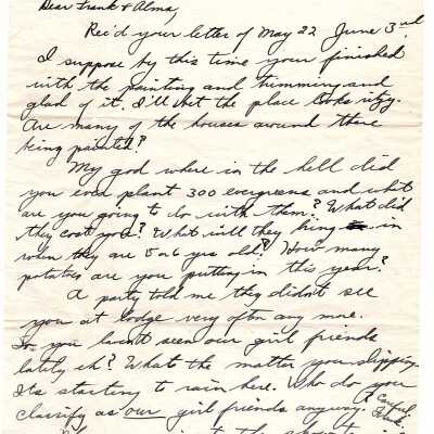 Charles Ticknor World War II Letter and Envelope, June 4, 1944