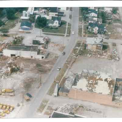 Ariel view of tornado damage
