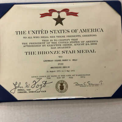 Bronze Star Medal Certificate