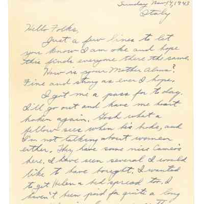 Charles Ticknor Letter Nov 14, 1943