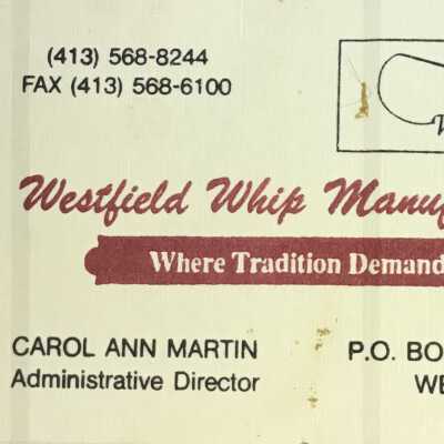 Westfield Whip Manufacturing Business Card, 2005