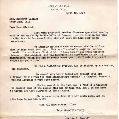 Cleland (Dahman) Letter 1943