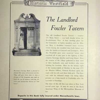 Historic Sketch of Westfield, MA, Landlord Fowler Tavern, 2005