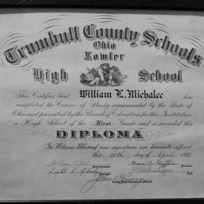 Diploma of William Michalec, 1928