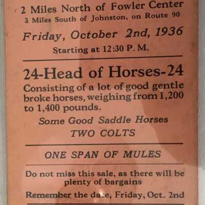 Advertisement of a Horse Sale, 1936