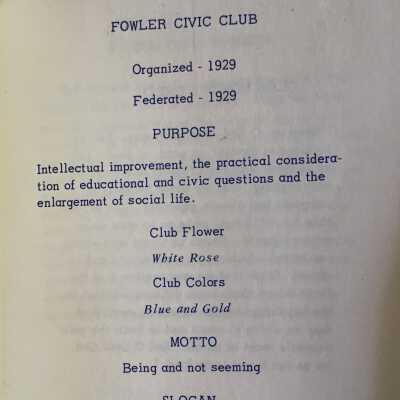 Fowler Civic Club Manual, 1967