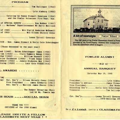 Fowler Alumni Banquet Program, 1990