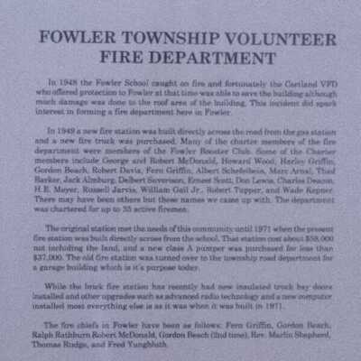 Fowler Fire Department History