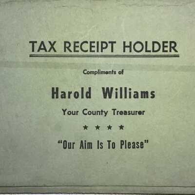 Harvey Fowler Tax Receipt Holder, 1917