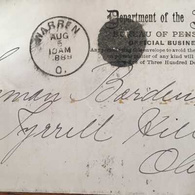 A Letter and Envelope from Department of Interior, 1889
