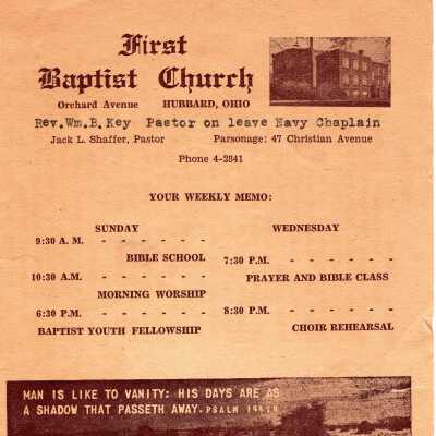 First Baptist Church: Your Weekly Memo, 1945