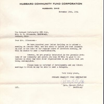 Fortnightly III Letter 1954