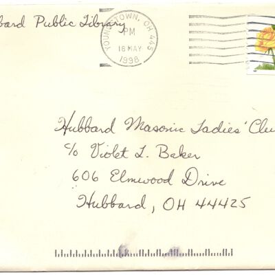 Hubbard Masonic Ladies Club letter 1998