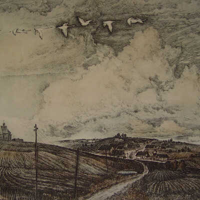 Winter Village Scene