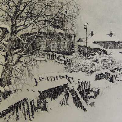 Untitled (snow covered house)