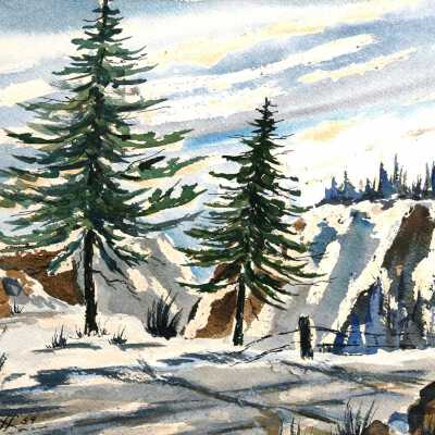 Untitled (2 trees winter scene)