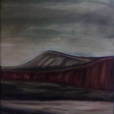 Untitled (Red Hill with Gray Sky)