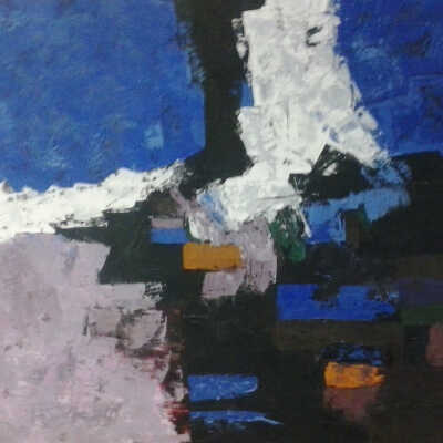 Untitled (abstract color blocking 2 orange squares)