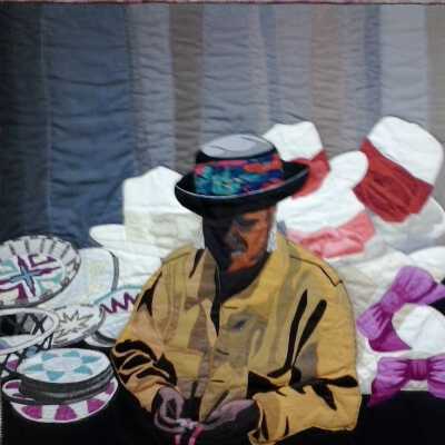 Bahama Mama with Her Hats and Baskets