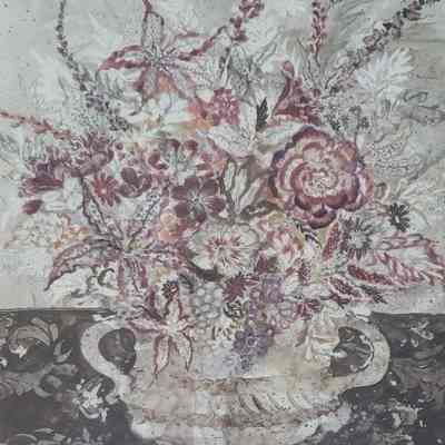 Untitled (red and white flowers in a pot)