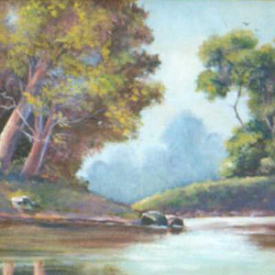Untitled (3 trees with lake)