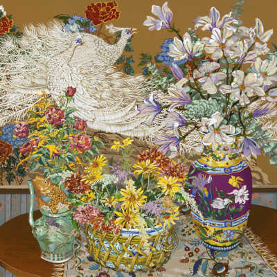 Peonies, Peacocks & Flowers
