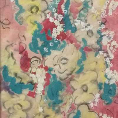 Untitled (yellow flowers/red paper)