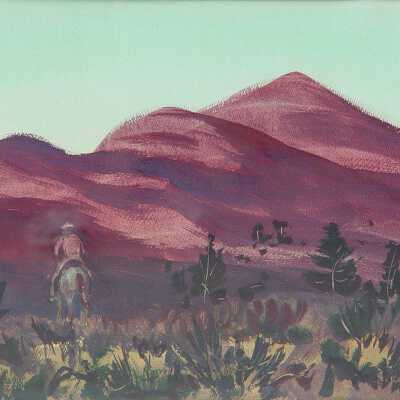 Desert Hills With Horse and Rider