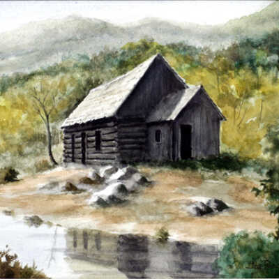 Untitled (Cabin by a Stream)