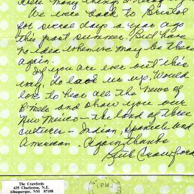 Envelope and letter, 1981