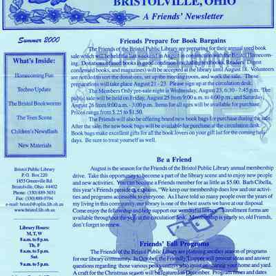 Newsletter, Bristol Public Library,