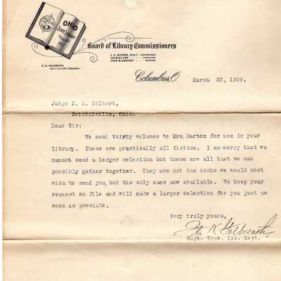 Early Library Correspondence, 1909