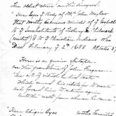Note of Gravestone Markings