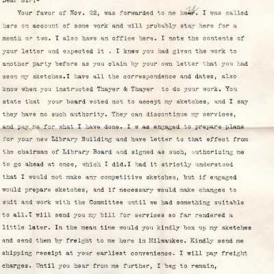 Early Library Correspondence,1911