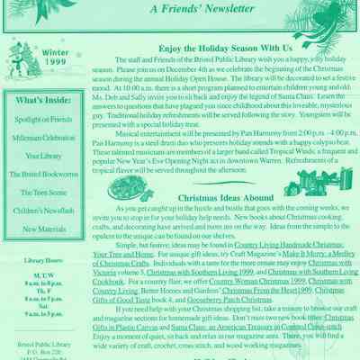 Newsletter, Friends Bristol Public Library, 1999