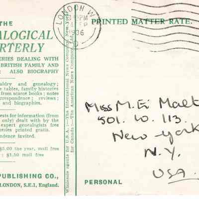 Postcard from Genealogical Quarterly