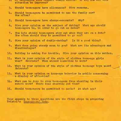 Questioners for "Teenage Code"