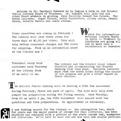 Library Newsletter,1986