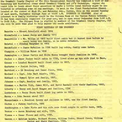 Trumbull County Firsts
