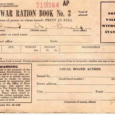 WW11 War Ration Book