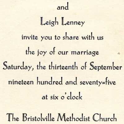 Wedding Invitation, 1975