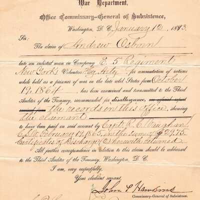 War Department, 1893 document