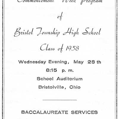 Commencement Program, 1958, Bristol High School