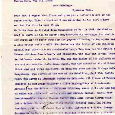 Letter, 1905