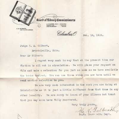 Early Library Correspondence, 1909