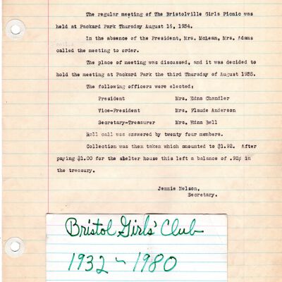 Minutes of Bristol Girls Club: 1933-1980
