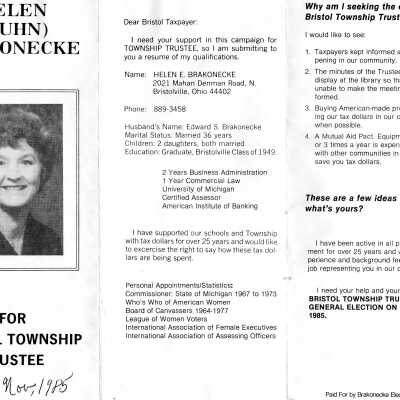 Flyer to Bristol Township voters, 1985