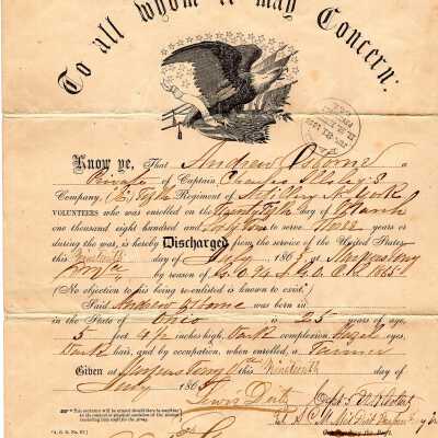 Discharge paper, 1865
