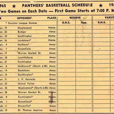 Bristol School, Basketball, 1966